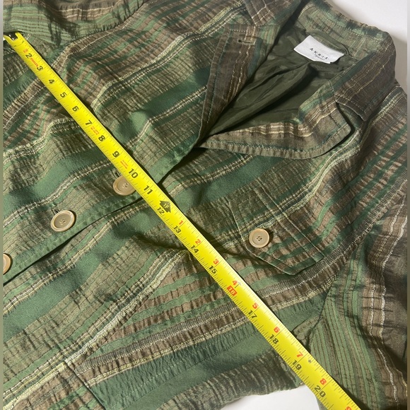 AKRIS Punto Womens Blazer Jacket Green Linen Viscose Striped - Picture 4 of 6